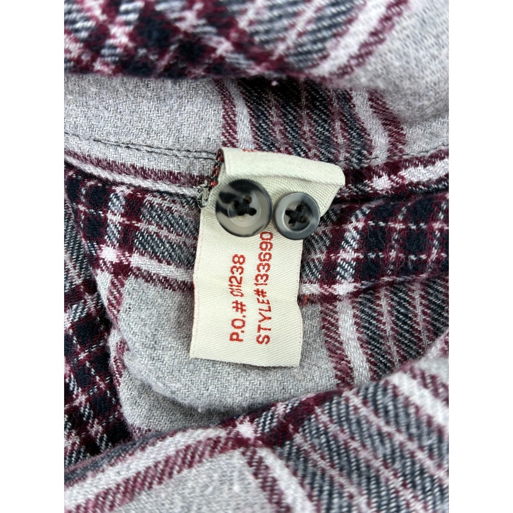 Carbon 2 Cobalt Mens Large Full Zip Flannel Shirt Jacket Plaid Burgundy Grey L - Picture 6 of 9